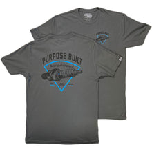 Load image into Gallery viewer, PURPOSE BUILT "PLUG" T-SHIRT CHARCOAL / GRABBER BLUE