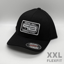 Load image into Gallery viewer, PURPOSE BUILT &quot;LIFESTYLE&quot; XXL FLEXFIT CURVED BILL BLACK / WHITE