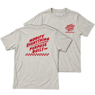 PURPOSE BUILT “MODIFY EVERYTHING” YOUTH T-SHIRT LIGHT GREY / RED