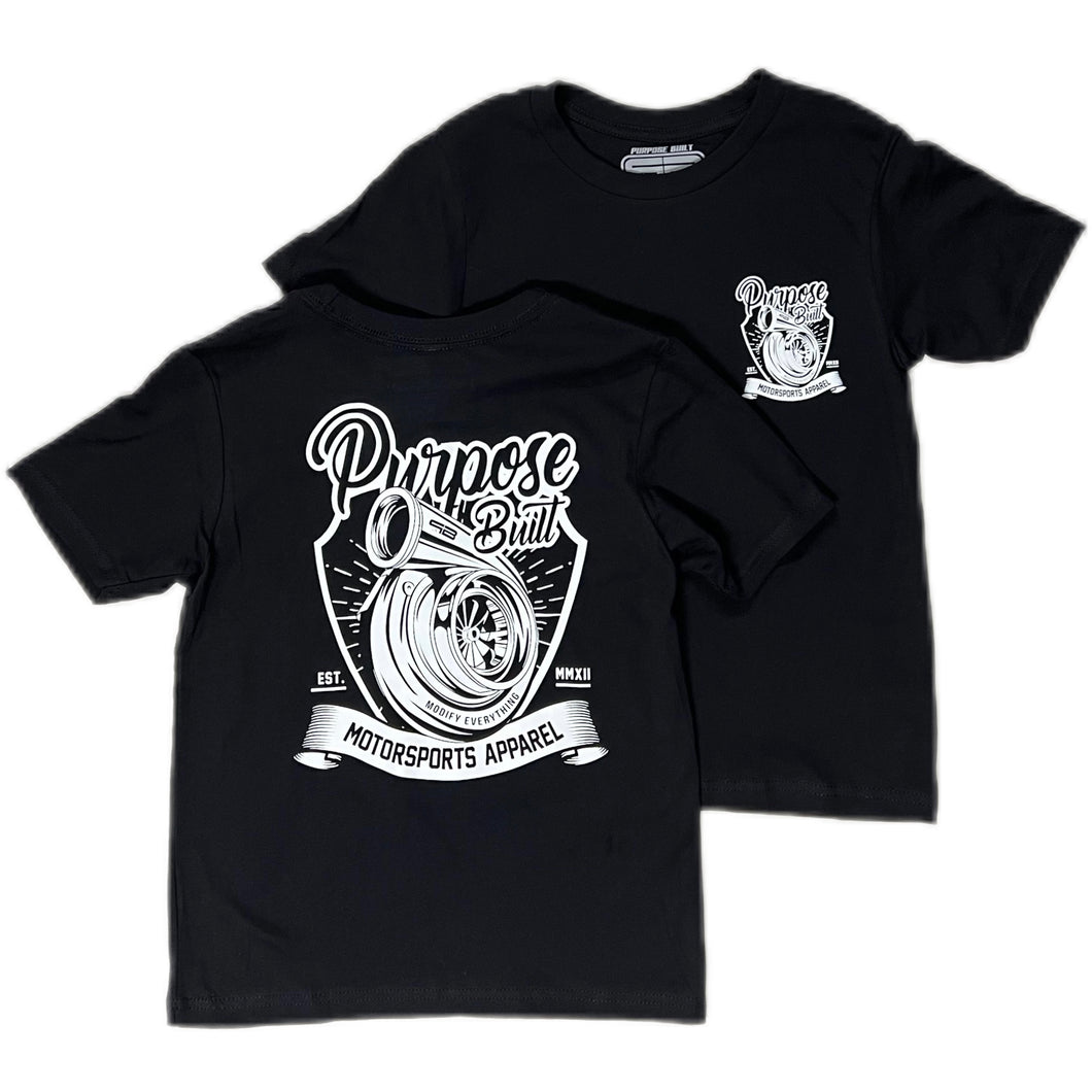 PURPOSE BUILT “BOOSTED” YOUTH TURBO T-SHIRT BLACK