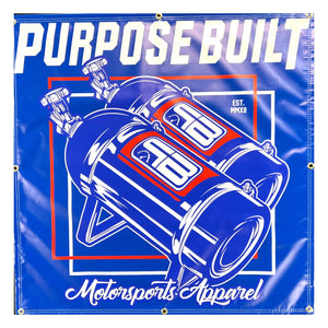 PURPOSE BUILT SHOP/GARAGE VINYL BANNER "BOTTLE" 3’X3' BLUE