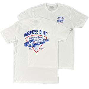 PURPOSE BUILT "PLUG" T-SHIRT WHITE / RED / BLUE