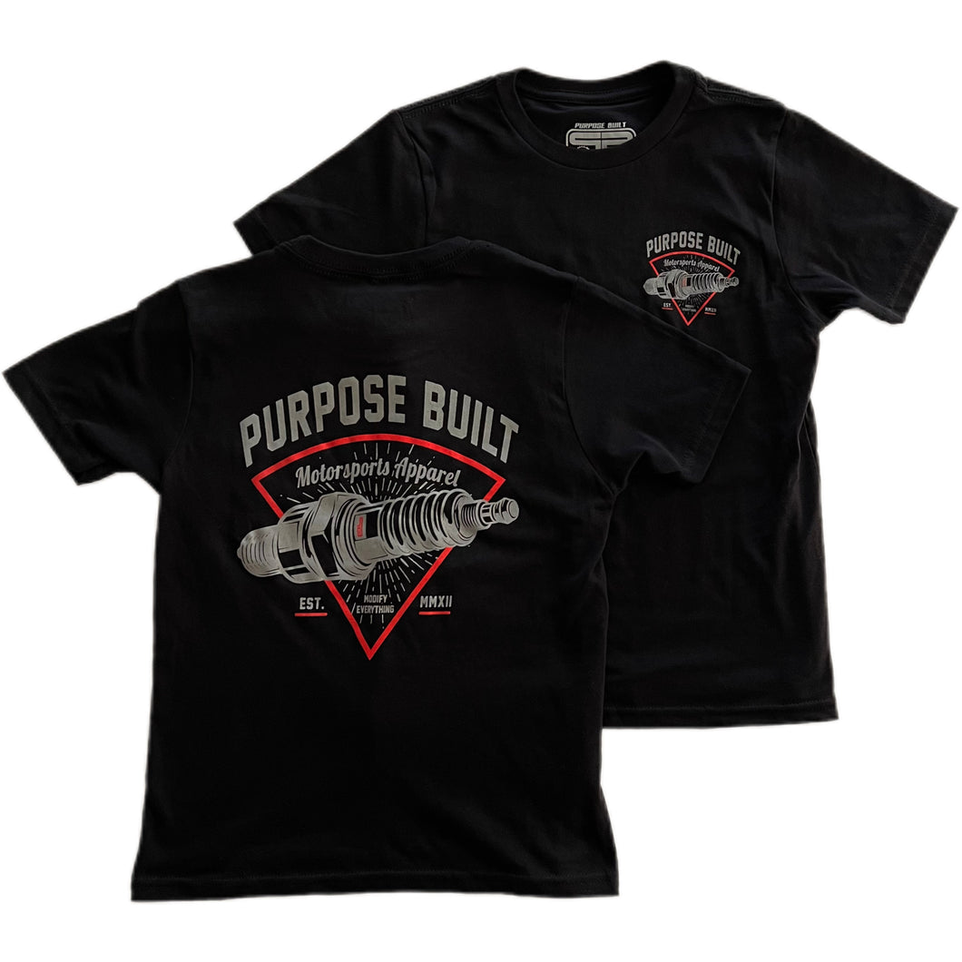 PURPOSE BUILT “PLUG” YOUTH T-SHIRT BLACK / RED / GREY