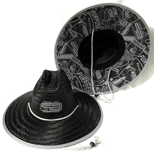 PURPOSE BUILT “LIFESTYLE” STRAW SUN HAT BLACK / GREY