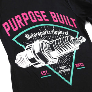 Purpose Built Motorsports Apparel turbo turbocharged terror boosted clothing silk screen printed woven label veteran owned lifestyle hoodie heavy weight garage modified modify everything hoodie pullover fleece black youth SPARK PLUG