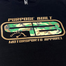 Load image into Gallery viewer, Purpose Built Motorsports Apparel turbo turbocharged terror boosted clothing silk screen printed T-shirt Tshirt T shirt s/s short sleeve crew neck woven label veteran owned 100% cotton CAMO