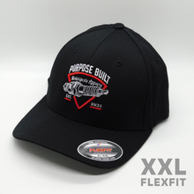 Load image into Gallery viewer, PURPOSE BUILT &quot;PLUG&quot; XXL FLEXFIT CURVED BILL BLACK / WHITE / RED