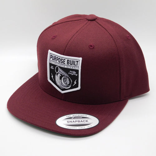 PURPOSE BUILT SCRAMBLE BOOST CLASSIC SNAPBACK HAT MAROON TURBO MOTOR SPORTS APPAREL