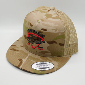 PURPOSE BUILT "PLUG" SNAPBACK DESERT CAMO / RED